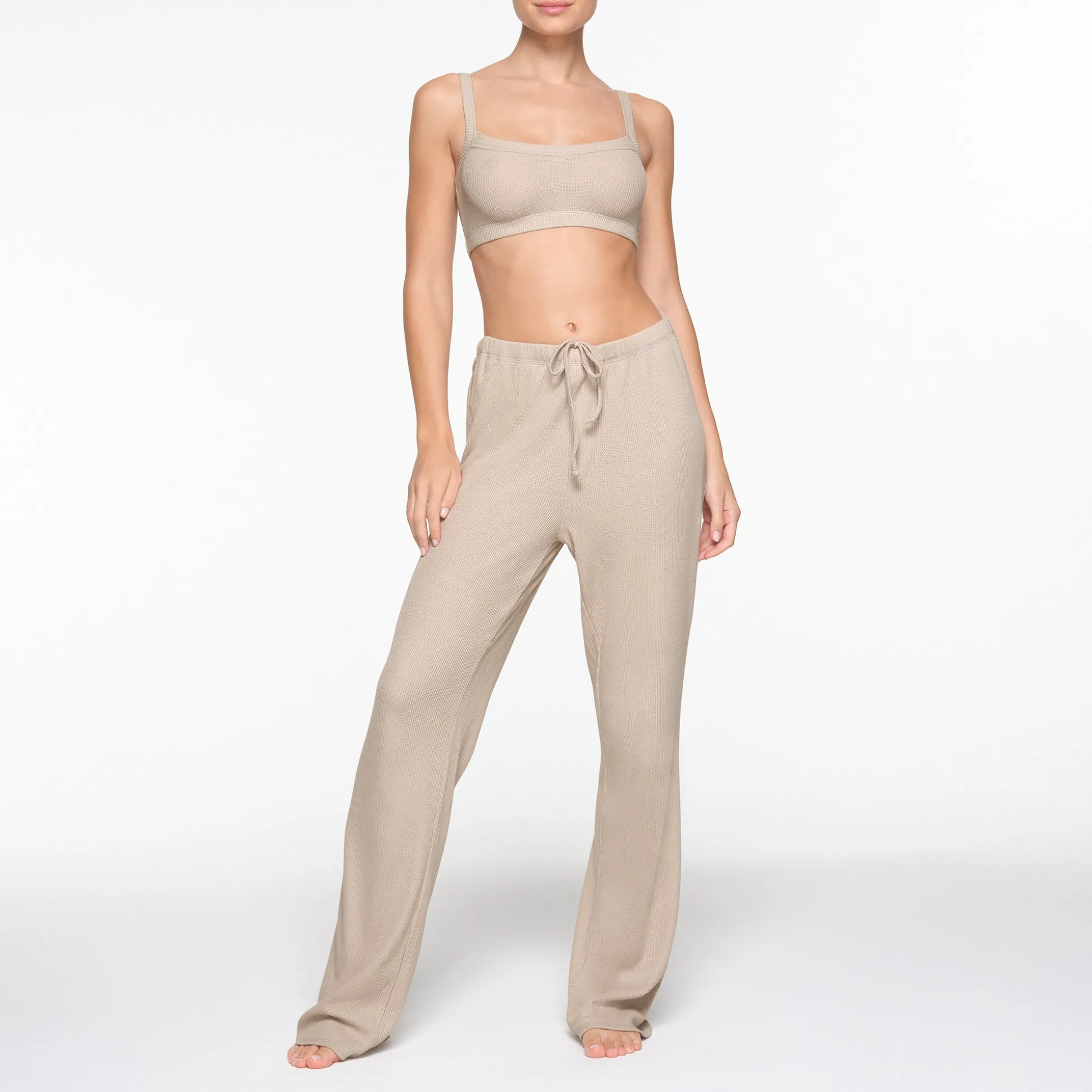 WAFFLE SCOOP BRALETTE | STONE