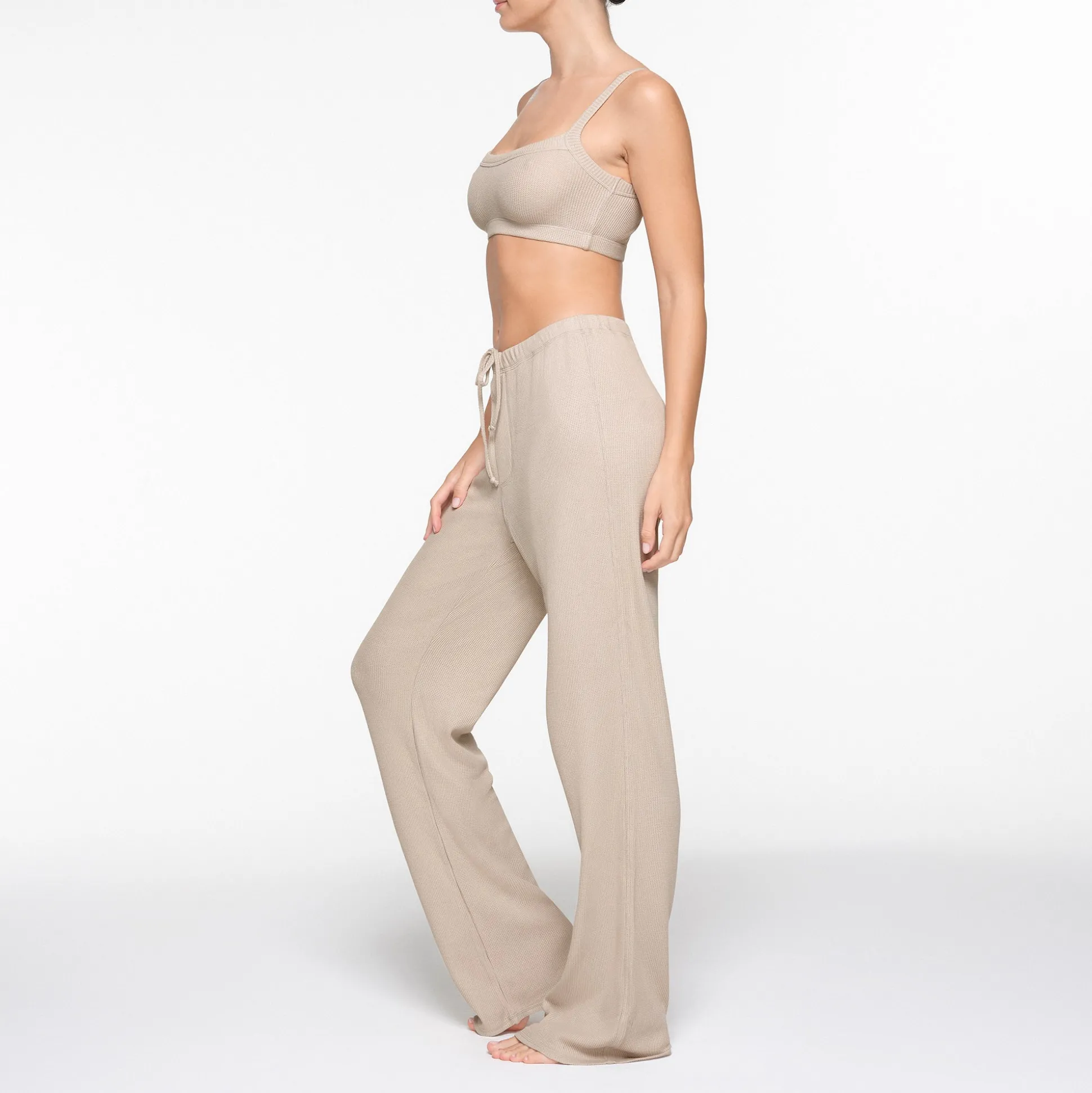 WAFFLE SCOOP BRALETTE | STONE