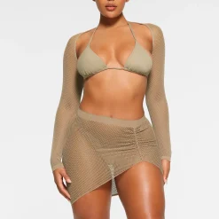 WARP KNIT COVER UP RUCHED SARONG | DESERT