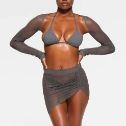 WARP KNIT COVER UP SHRUG | GUNMETAL