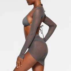 WARP KNIT COVER UP SHRUG | GUNMETAL