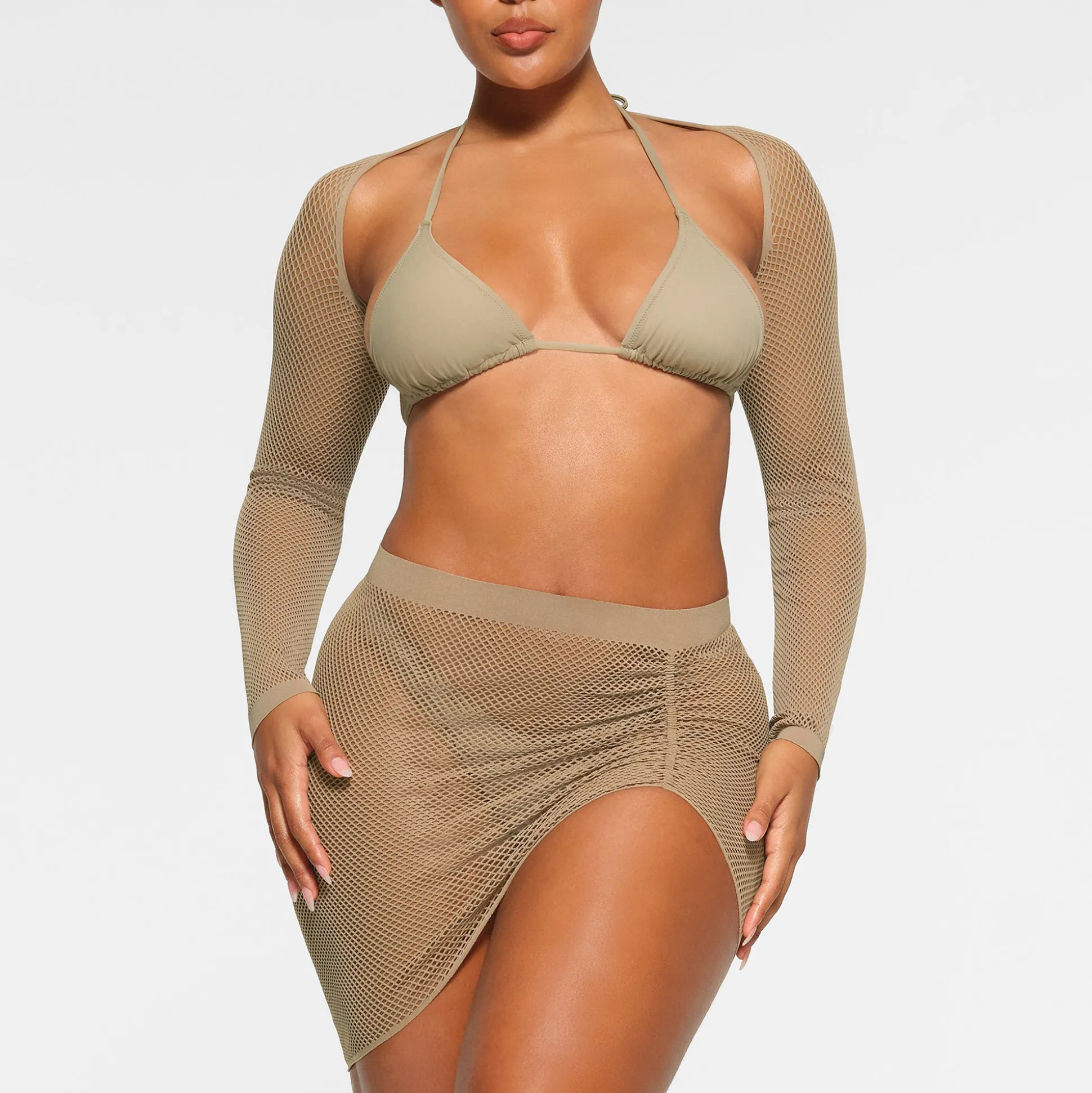 WARP KNIT COVER UP SHRUG | DESERT