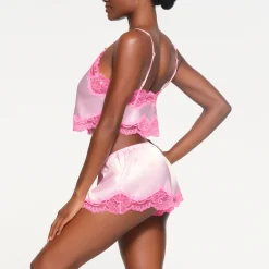 WOVEN SHINE LACE CAMI | CHERRY BLOSSOM