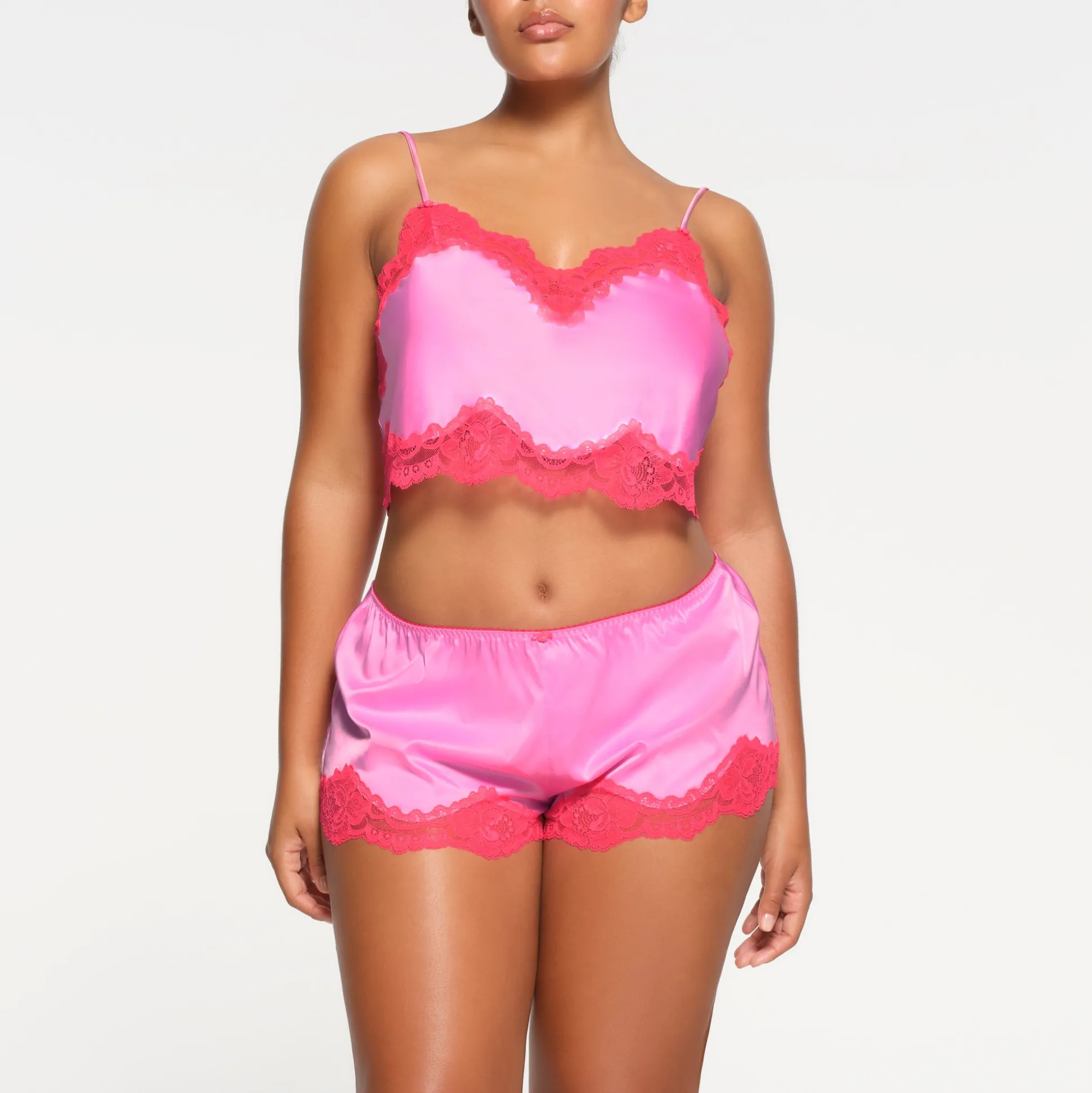 WOVEN SHINE LACE CAMI | NEON ORCHID