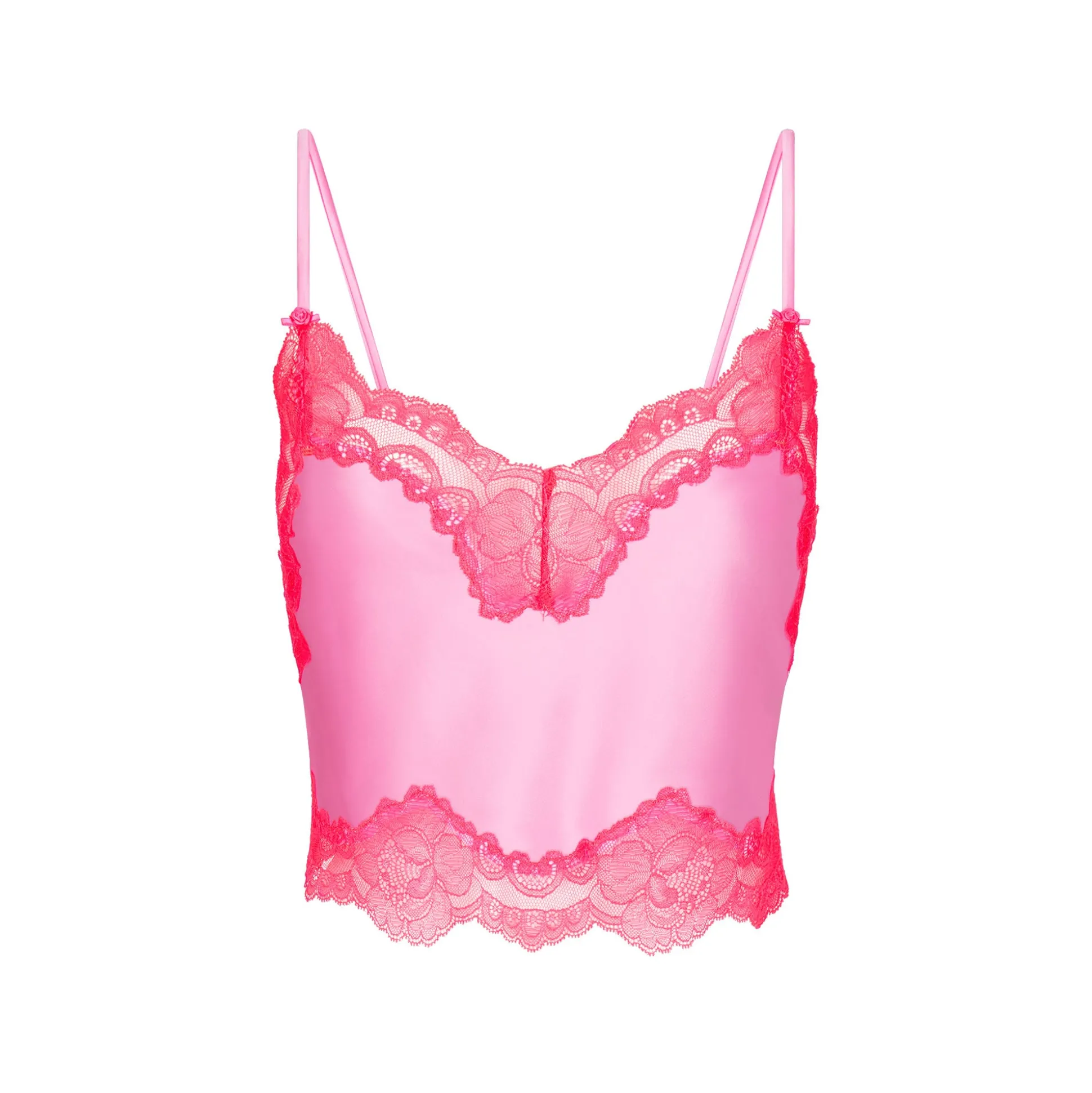 WOVEN SHINE LACE CAMI | NEON ORCHID