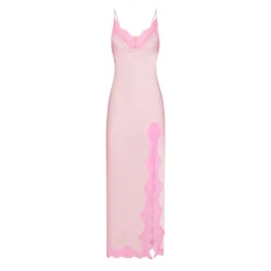 WOVEN SHINE LACE LONG DRESS | CHERRY BLOSSOM