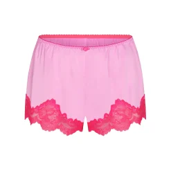 WOVEN SHINE LACE TAP SHORT | NEON ORCHID