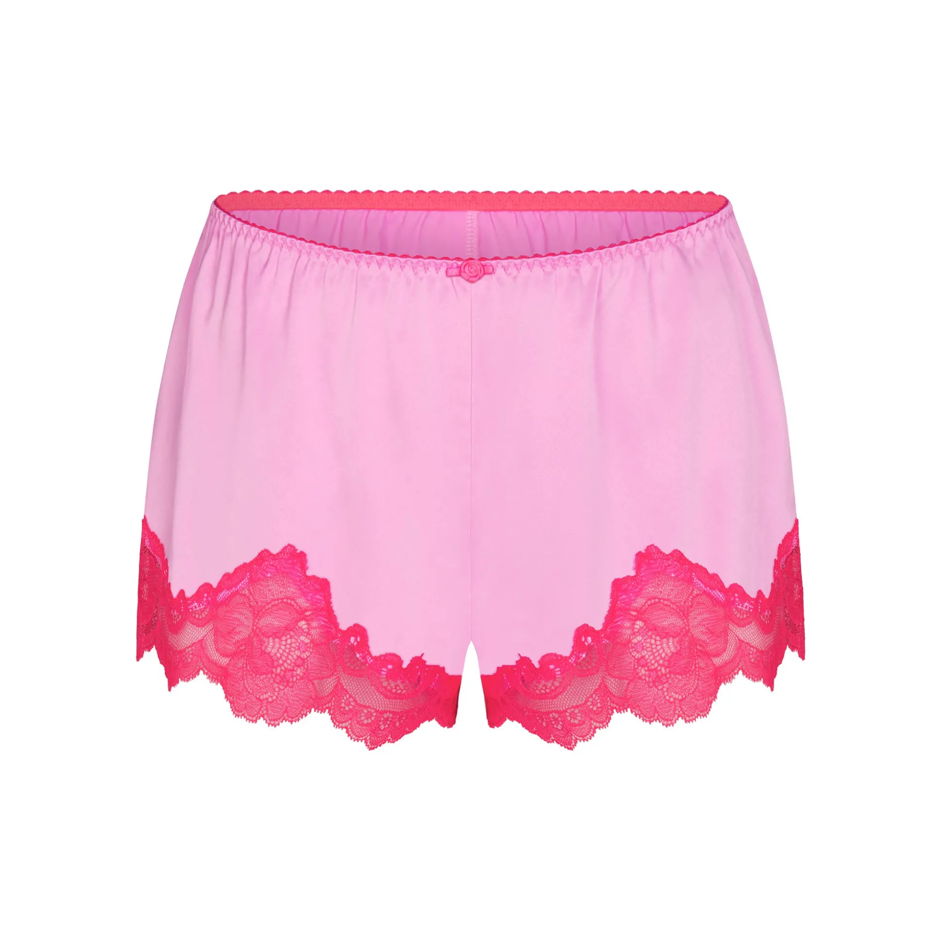 WOVEN SHINE LACE TAP SHORT | NEON ORCHID
