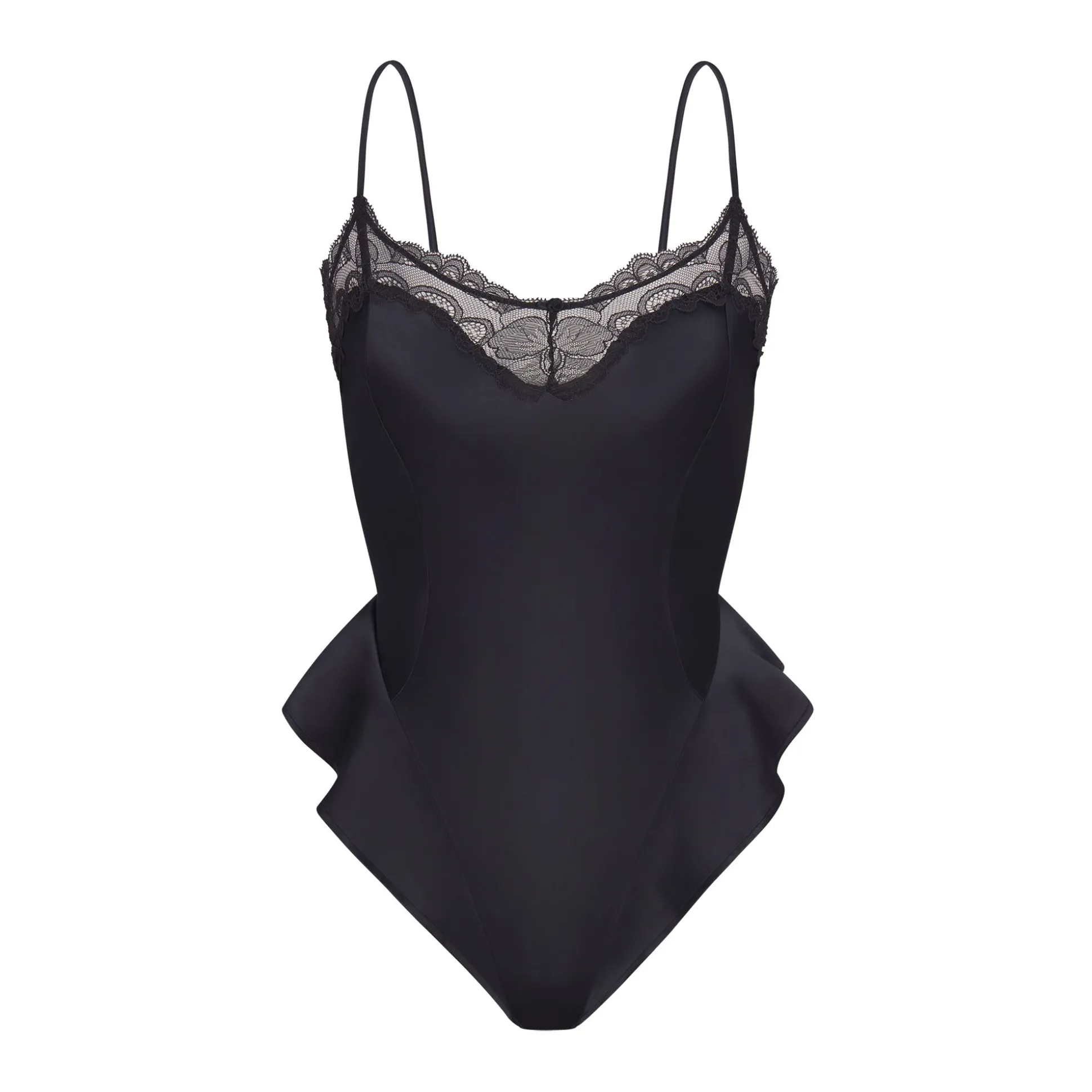 WOVEN SHINE LACE TEDDY | ONYX